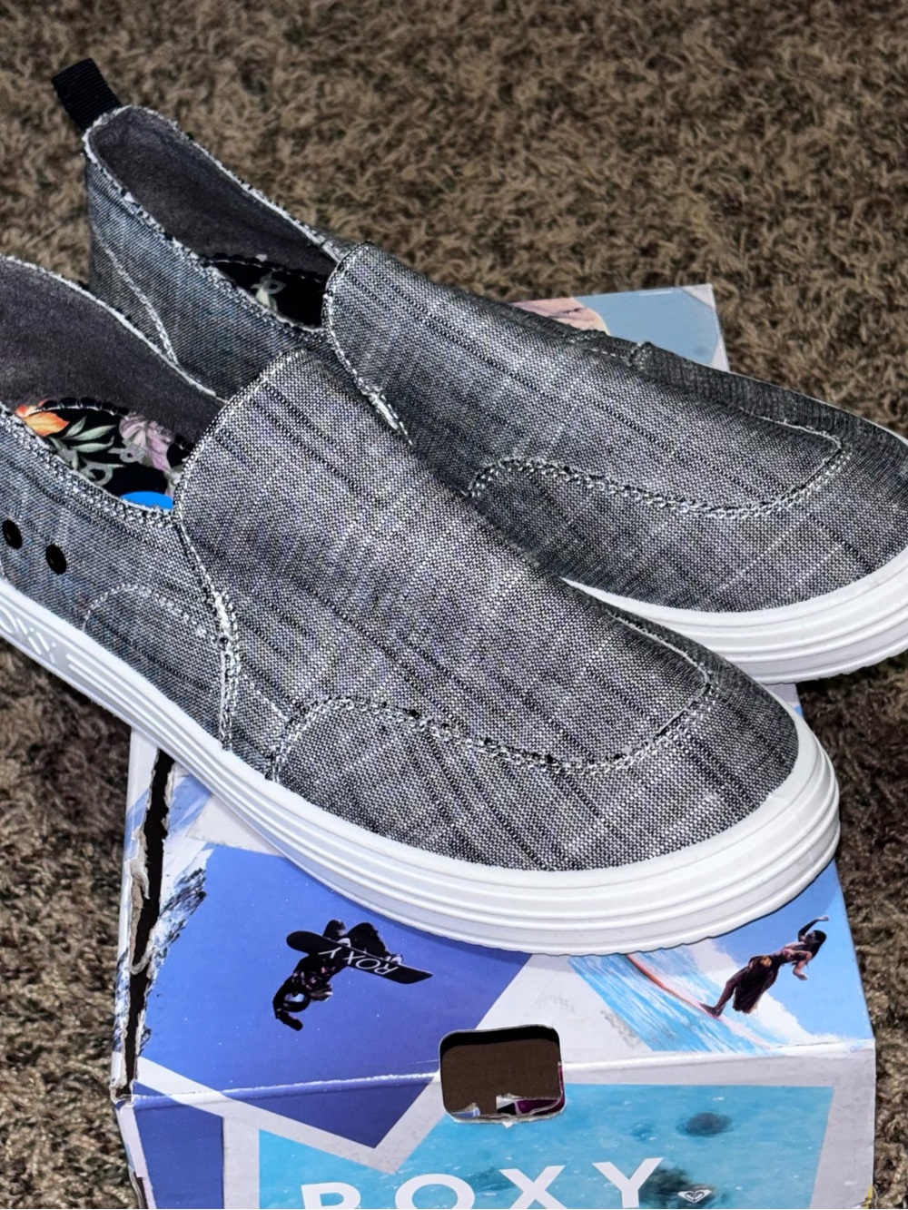 Roxy Lola Women’s Shoes Size 11 Black Canvas Slip On Shoes